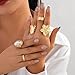 FAXHION Gold Rings for Women Non Tarnish Statement Flower Ring Set, 14K Gold Plated Stackable Open Stacking Rings, Knuckle Trendy Ring Jewelry Valentine's Day Gifts, 12PCS