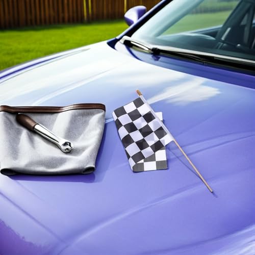 Drapeau de course noir et blanc 20x30 cm idéal pour soirée à thème - 6