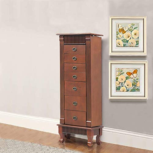 Jewelry Cabinet Jewelry Chest Jewelry Armoire Wood Jewelry Box Storage Stand Organizer with Side Doors 7 Drawers Makeup Mirror