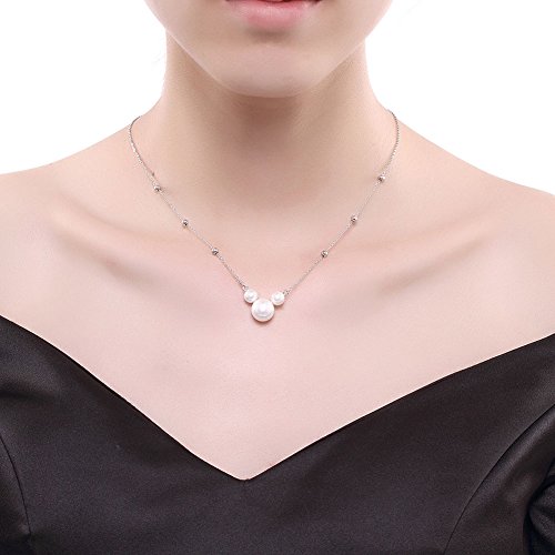 Pearl Necklace Mouse Ears Necklaces For Women 925 Sterling Silver Pendant Chain Necklace Freshwater Pearl Drop Necklace Jewelry For Mama Girls Birthday Gifts #TOP4