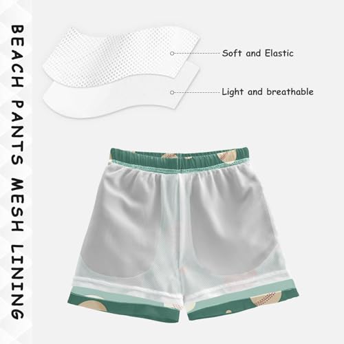 Boys Beach Board Shorts Cricket Ball Sport Green Swim Trunk Teen Swimwear 8-16Y4