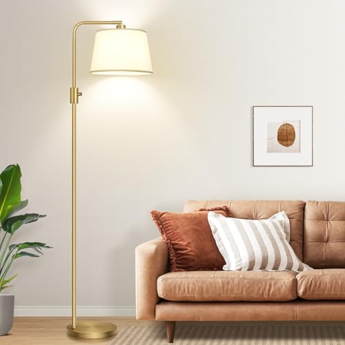 Image of 【Upgraded】 Dimmable Floor Lamp, 1000 Lumens LED Edison Bulb Included, Arc Floor Lamps for Living Room Modern Standing Lamp with Shade, Tall Lamps for Living Room Bedroom Office Dining Room - Gold