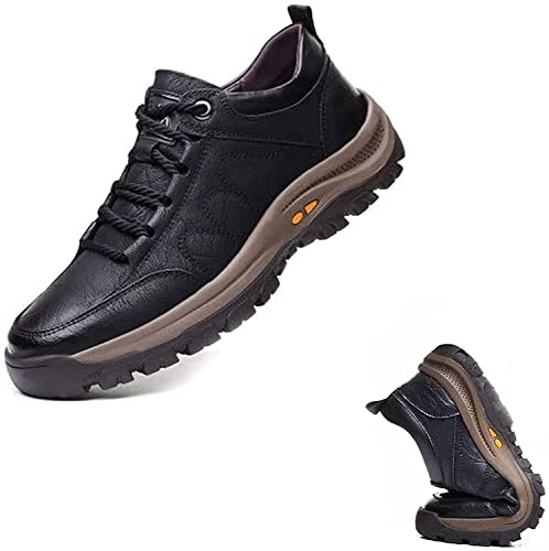 Men's Low Top Waterproof Hiking Shoes，Breathable Sweat Absorption Sneakers，Platform Casual Gym Shoes Tooling Shoes (Negro, 43)