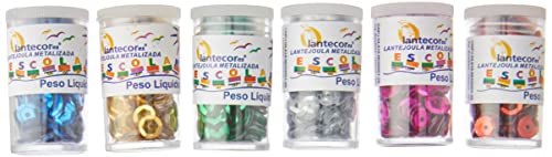 Lantecor 53354 Lantejoula Metalizada , Multicores, 12 unidades