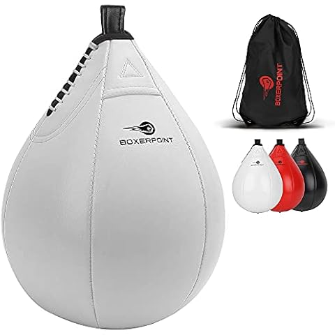 Boxing Speed Bag - PU Leather Speed Bags for Boxing - Pear Boxing Speedbags for Boxing - PU Leather Speedbag Boxing Set with Carry Bag - MMA Training Speedball Reflex Ball Boxing Equipment Speedpunch Cover
