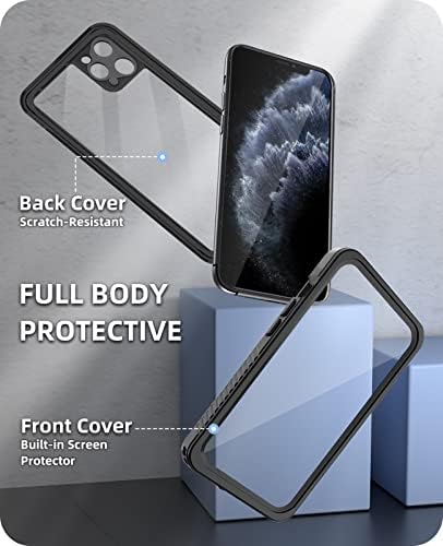 Beeasy for iPhone 11 Pro Max Case Waterproof Shockproof Dustproof, Built-in Screen Protector Full Body Heavy Duty 360° Protective, Front Back Phone Case for iPhone 11 Pro Max(6.5), Black