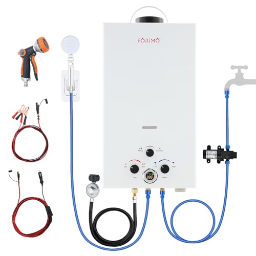 Tankless Water Heater Propane,2.64GPM 10L Outdoor Portable Water Heater,with 2 GPM Water Pump, Instant Propane Water Heaters with Digital Display Multi-Protection for Camping Trips Boat Cabins