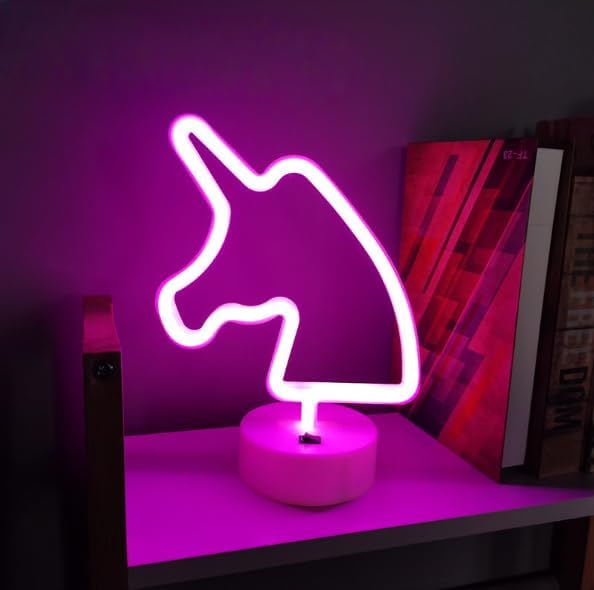 Unicorn Neon Sign Lamp Dimmable LED with Standable Base and Touchable Switch,USB or 3-AA Battery Powered Neon Signs LED Desktop Wall Decoration for Party, Bedroom ，Birthday Christmas Gift