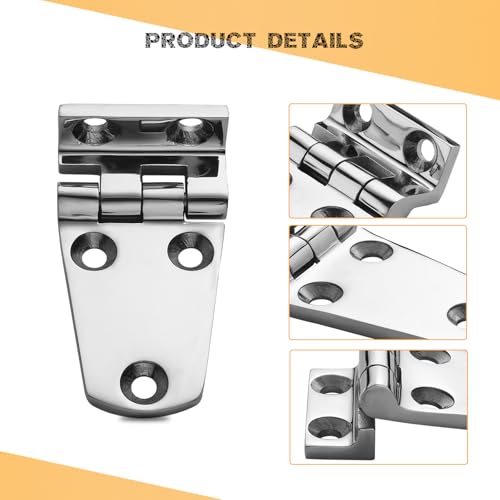 DIALESHU Robuste Scharniere für Boote, 316 Edelstahl, versetzte kurze Seitenscharniere, 7,9 x 3,8 cm, stabile Deckschranktürscharniere mit Schrauben, 2 Stück