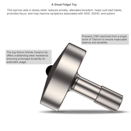 Image of DjuiinoStar Premium Titanium Spinning Top: Lengthened Stem, Easy to Twirl, High Performance (4-7 Minutes), CNC Machined, Great Time Killer, EDC Fidget Toy DST-817