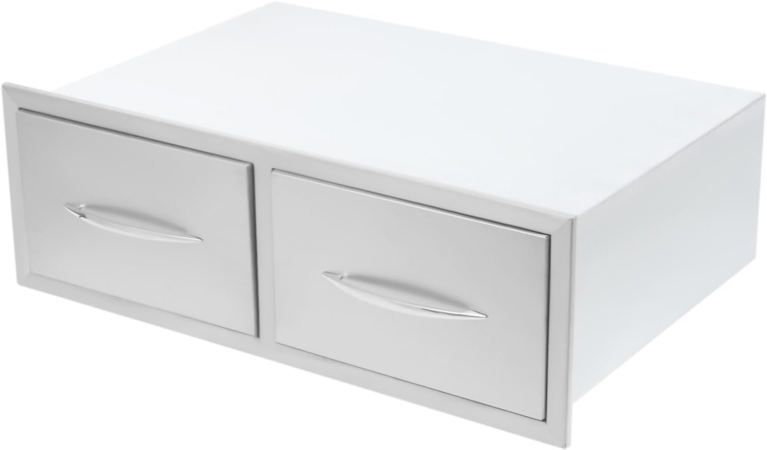 Outdoor Kitchen Drawer Stainless Steel Pull Out Trash Drawer Horizontal Double Access for Outdoor Kitchen, 29.5W x 10H x 19.7D Inches, Silver