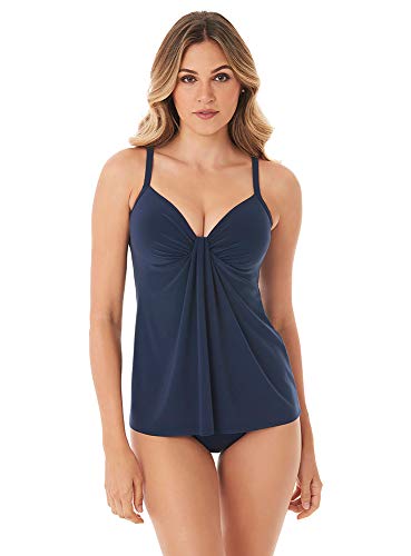 Miraclesuit Women's Swimwear Rock Solid Marina Sweetheart Neckline Underwire Bra Tankini Bathing Suit Top, Midnight, 12
