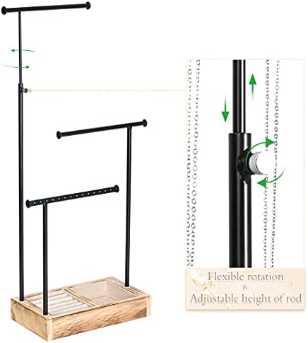 Becko Jewelry Organizer Stand Jewelry Tree Stand Jewelry Holder with Extendable Rods for Necklaces Bracelets Earrings and Rings (Black)