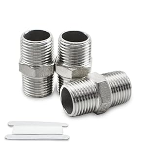 Bwintech 3 Stück Edelstahl Sechskantnippel Fitting