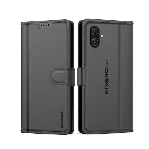 Image of KIVANO LUXE Compatible for Samsung A07 5G / Samsung F70E 5G / Samsung M17E 5G Artisanal Leather Wallet Case with Card Holder for Men Women, Magnetic Flip Folio Cover with Stand RFID Blocking Cell