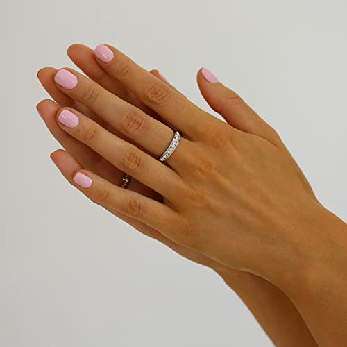 Kyazeo Dainty Cubic Zirconia Rings For Women 18K Gold Plated Simple Cz Diamond Love Eternity Band Stackable Rings Wedding Engagement Band Size 5-9 #TOP4