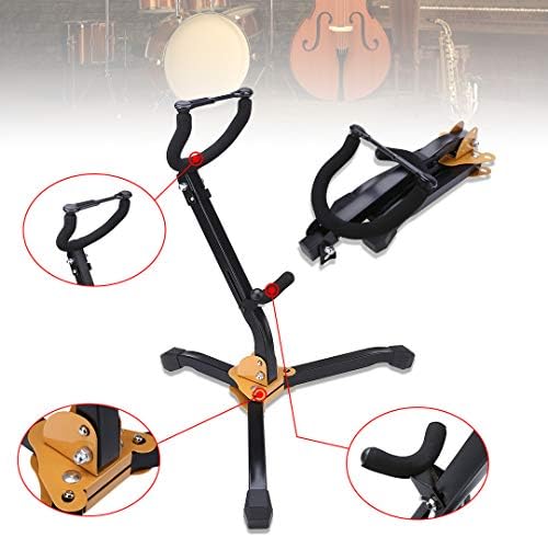 LOLUNUT Saxophone Stand, Foldable Alto/Tenor Sax Stand, Adjustable Metal Triangle Base Design