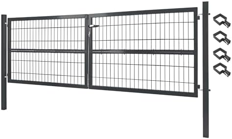 Rantry Gartenzaun-Tor, Schwarz, 300 x 150 cm, Gartentür, Maschendrahtzaun, Gartentor, Stahl mit Schloss und Schlüssel Rantry Gartenzaun-Tor, Schwarz, 300 x 150 cm, Gartentür, Maschendrahtzaun, Gartentor, Stahl mit Schloss und Schlüssel
