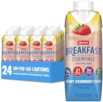 Carnation Breakfast Essentials Complete Nutritional Drink Strawberry 8 oz Bottle 24 Ct