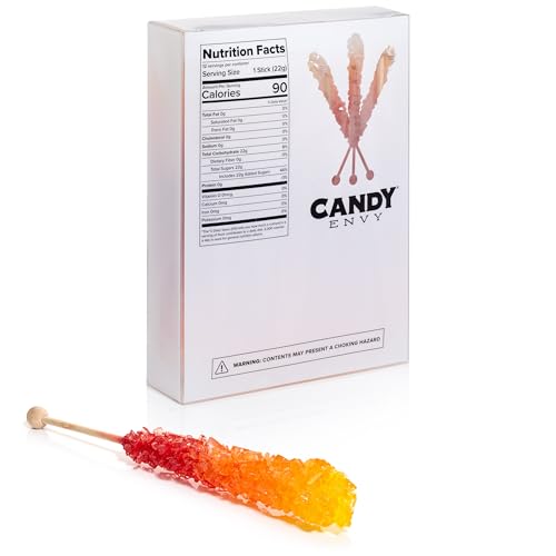 Candy Envy - Lava Rock Candy Sugar Sticks - Cinnamon Flavored - Individually Wrapped Multi-Colored (12 Pack) - Cinnamon Candy
