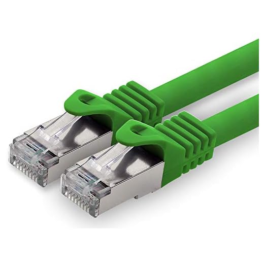 1,0m - Verde - 1 Pieza - Cat.7 Cable de Red (Set) - 10 GB/s - Ethernet LAN 600MHz Cable Patch CAT7 S-FTP Doble blindado PIMF Libre de halógenos Compatible con CAT5 CAT6a CAT6a CAT8