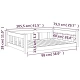 vidaXL Hundebett, Hundesofa mit stützenden Seitenwänden, Haustierbett für Hunde Katzen, Welpenbett Hundenest Hundemöbel, 105,5x75,5x28 cm Massivholz Kiefer