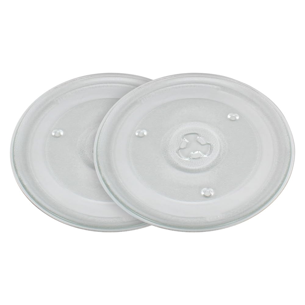 2 Pack 10.6 Microwave Replacement Turntable, Universal Microwave Tray Glass Plate for Small Microwaves Heat resistantss Dishwasher Safe, Easy to Install & Clean (Fits Most Brands)