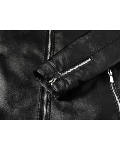 Image of Leather Jacket Men Black Slim Fit Motorcyle Lightweight