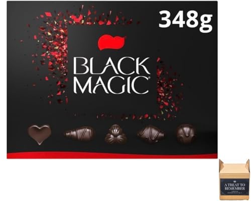 Black Magic Dark Chocolate Box 348g | Luxury Assorted Dark Chocolates Gift Selection | Rich Cocoa Treats for Men & Women | Perfect Christmas, Birthday & Thank You Gift