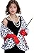 Dewfond Halloween Dalmatian Costume,4 Pack Women Black White Dalmatian Shawl Scarf Stole, 1920s Red Glove, Faux Pearls Necklace for Adult