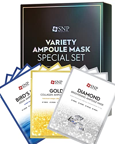 Snp - 12 Pcs Variety Ampoule Mask Set - 4 Bird's Nest, 4 Gold Mask With Collagen, 4 Diamond - Best Gift Idea For Mom, Girlfriend, Wife, Her, Women #TOP6