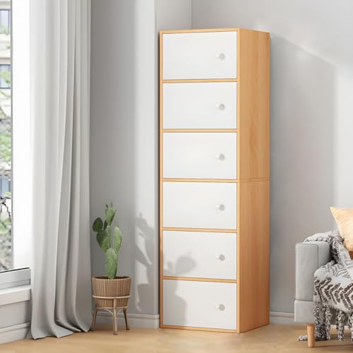 Image of LERIMO Wooden Wardrobe Almirah for Bedroom & Kids - 6 Door Clothes Storage Cupboard | Wooden Wardrobe Cabinet for Clothes, Toys & Accessories | Modern Storage Almirah (Maple, 6-Door)