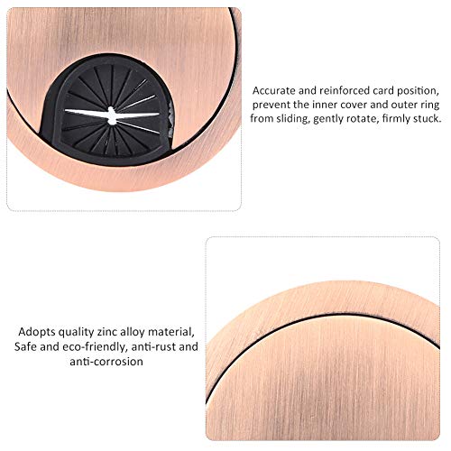 Hasaki 5Pcs Zinc Alloy Table Cable Hole Cover Table Cable Hole Suitable For Various Wire Insertion Openings Diameter 50Mm (Red Bronze) #TOP5