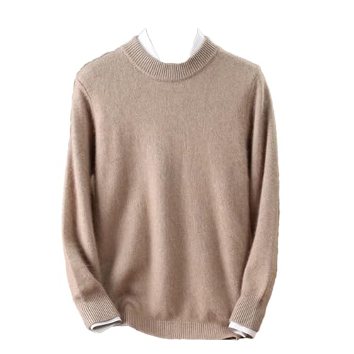 Dcvmvmn Men's Cashmere Sweater Half High Collar Pullovers Knit Sweater Winter Thickened Long Sleeve Jumpers Brown Gray