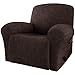 Rose Home Fashion RHF 4 Separate Piece Velvet Recliner Slipcovers, Recliner Chair Cover, Recliner Cover Furniture Protector Elastic Bottom, Recliner Slipcover with Side Pocket (Chocolate-Recliner)