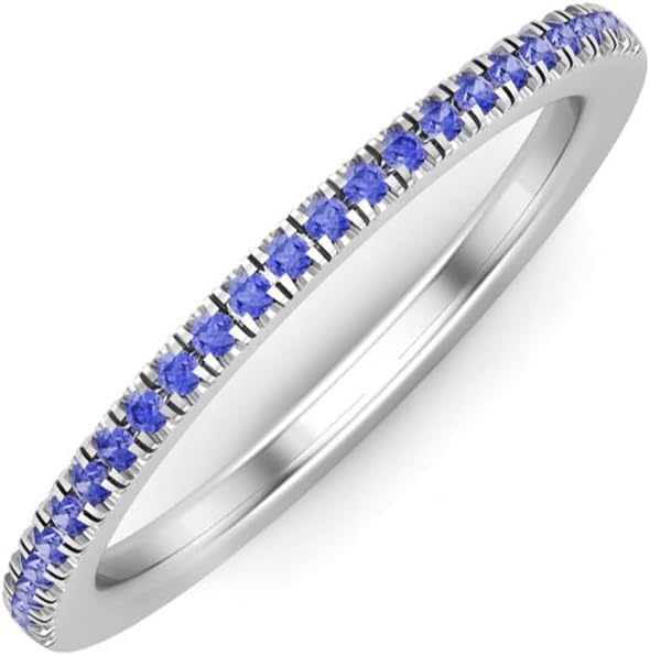 1 Carat 14K White Gold Plated Ladies Stone Wedding Anniversary Stackable Ring Band