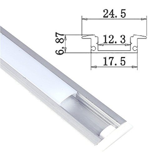 Jandei - Perfil Aluminio Tira led 2 Metros empotrar Tapa Redondeada traslúcida 24,5x17,5mm