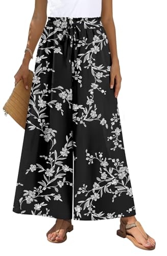Bestbee Palazzo Pants for Women Dressy Casual Wide Leg Trousers Elastic Waist with Pockets
