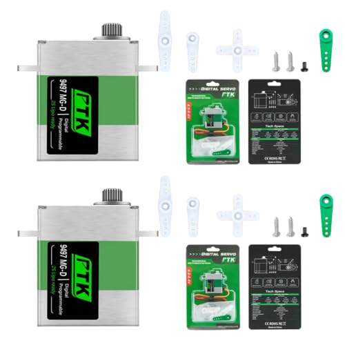 HeelAooRC 2Pcs 13KG Digital Servos with 25T Arms High Torque Full Metal Gear Programmable 9497 Micro Servo for RC Helicopter RC Model Car