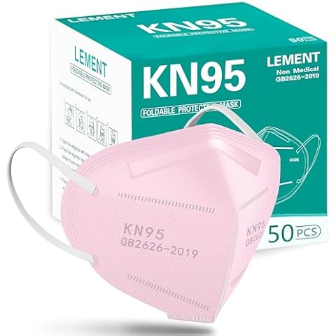 LEMENT KN95 Face Masks,50 Pack 5-Ply Breathable Cup Dust Disposable Masks Cover