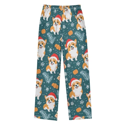 Corgis in Red Hat Boys Pants Boys Athletic Pants Long Pant for Boywith Pockets Wide-Leg Size 6-14Y2