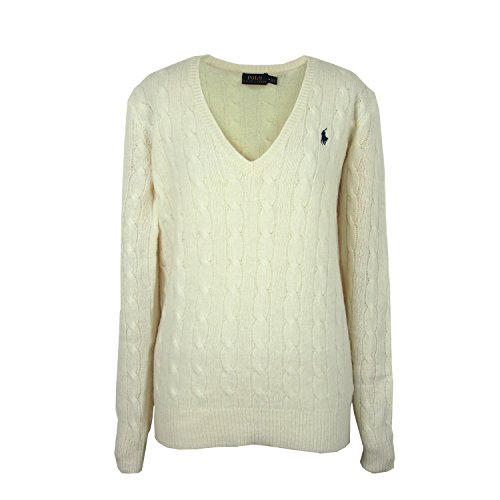 ラルフローレン ポロ レディース メリノウール カシミア Vネック ケーブルニット セーター [並行輸入品]