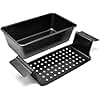 PERLLI Meat Loaf Pan with Drip Tray – 2 Pc. 9.8 x 5.7 In. High-Carbon-Steel Nonstick Meatloaf Pan with Drain Tray – Large BPA-Free Oven Loaf Pan for Baking, Bread, Cakes, Roasting Meat, & More