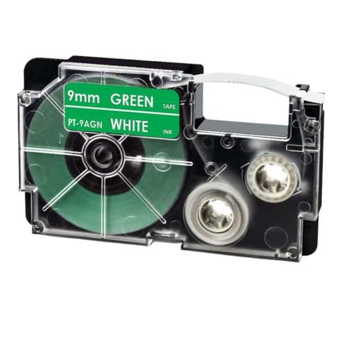 XR-9WE�ƌ݊����̂���9mm���x���e�[�vXR9YW XR9X���x�����[�J�[�́AKL-120 KL-60 KL-100 KL-750B KL-780 KL820 KL7000 KL7200�œ��삵�܂�(White on Green)