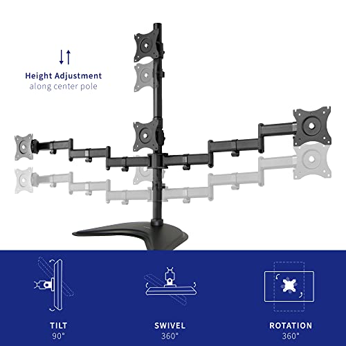 Vivo Quad Lcd Monitor Desk Stand Mount, Free-Standing 3 Plus 1, Holds 4 Screens Up To 24 Inches, Stand-V004Z #TOP2