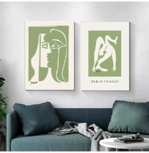 Toile Henri Matisse Picasso minimaliste - Peinture de fleurs vertes 60x80cm