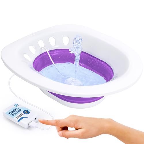 Msiori Electric Sitz Bath for Toilet Seat - Suitable for Pregnant Women and Perineal Care, Hemorrhoids, Sits Bath Kit for Women, Perineal Soaking - Yoni Steam Seat - Collapsible - Purple