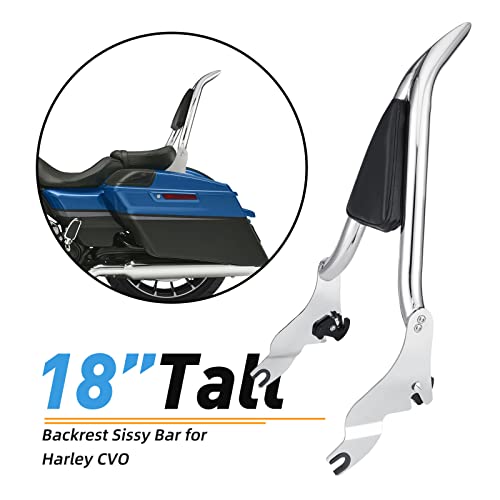 Fiasrac Rear Passenger Sissy Bar Backrest, 18 Inches Tall Backrest Sissy Bar Detachable ​For Harley Cvo Road Glide Street Touring Road King 2009-2021 #TOP6