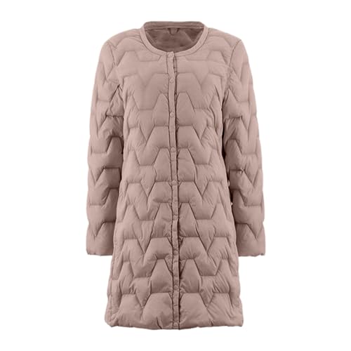 Chaqueta acolchada para mujer, chaqueta acolchada de gran tamaño con botones, abrigo corto a prueba de viento, acolchado ligero, abrigo de plumón, chaqueta de invierno, chaqueta de entretiempo, Khaki