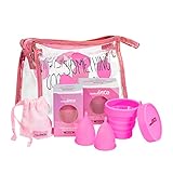 FARMA INCA Pack 2 Copa Menstrual con Esterilizador Talla M - Fabricada con Silicona de Uso Médico, Hipoalergénica, 100% Segura - Fácil Uso - Hasta 12 Horas de Protección - Incluye Funda y Neceser